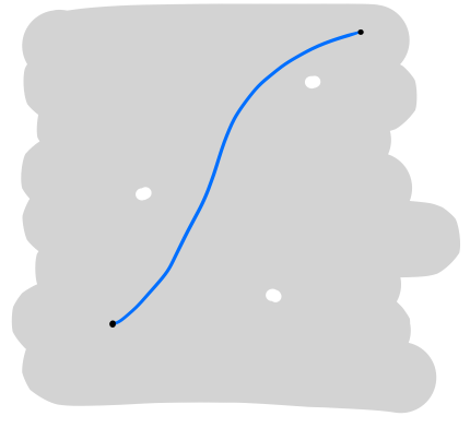 A plane remaining connected even with a few points removed.